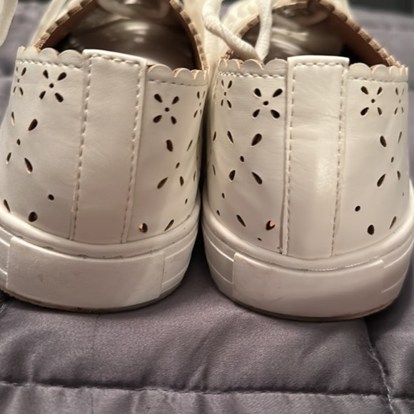 Torrid Sneakers Faux Leather White Laser Cut Design in EUC. Size 9W. - Picture 5 of 8